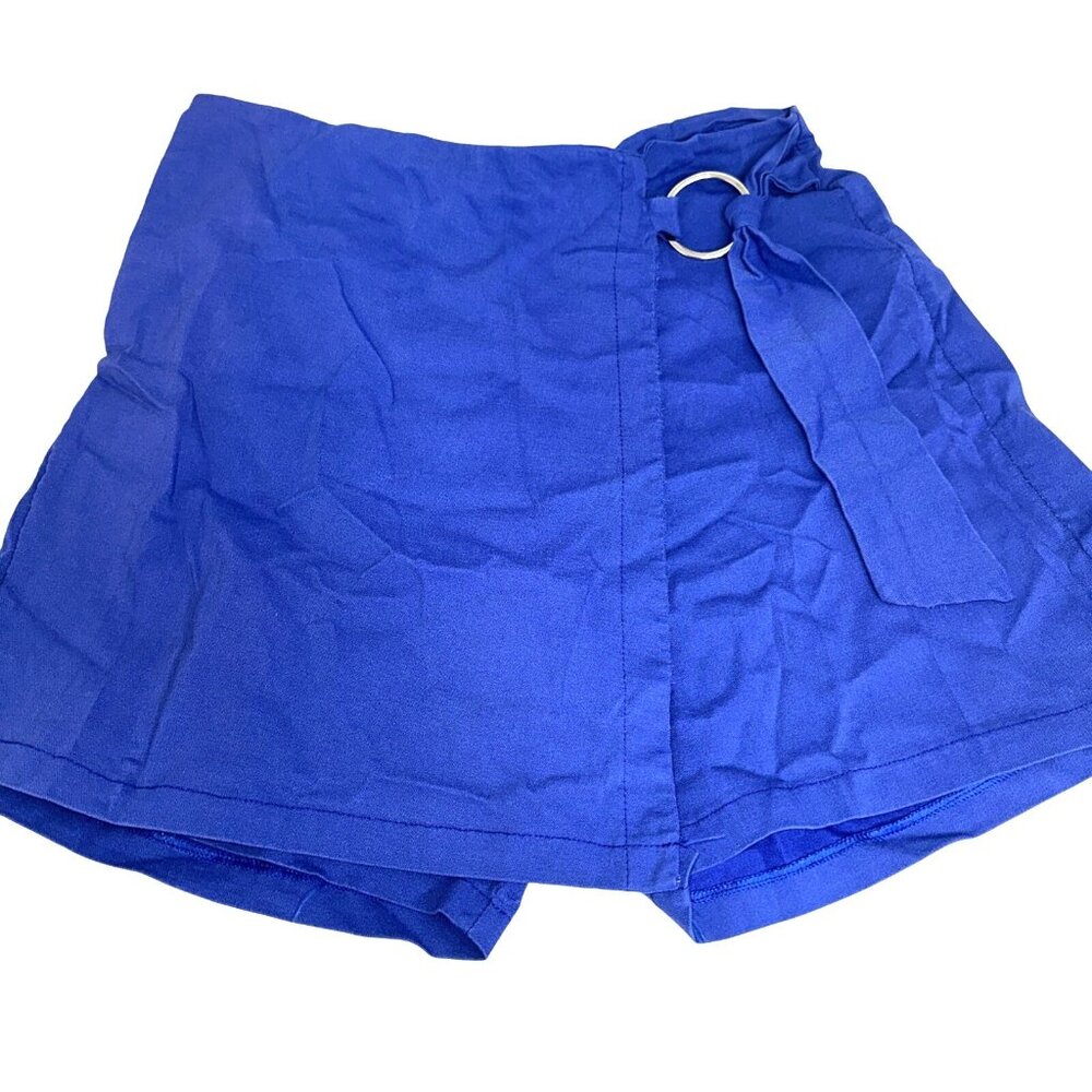 Vintage Lorendu Womens Blue Wrap Skort With Ring Detail Size L